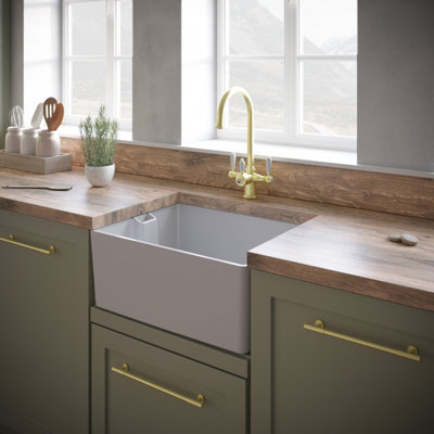 Kersin Dante Gloss White Composite Belfast Sink (W) 595 x (D) 445 mm