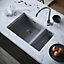 Kersin Dante Matt Grey Composite Undermount 1.5 Bowl Sink & Drainer (W) 670 x (L) 440mm