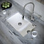 Kersin Dante Matt White Composite Undermount 1.5 Bowl Sink & Drainer (W) 670 x (L) 440mm
