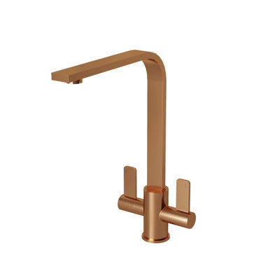 Kersin Eben Brushed Copper Twin Lever Kitchen Mixer Tap