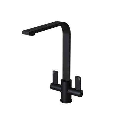 Kersin Eben Matt Black Twin Lever Kitchen Mixer Tap