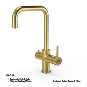 Kersin Elise Brushed Brass 3 in 1 Instant Hot Water Tap