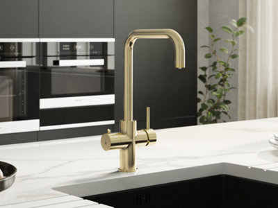 Kersin Elise Brushed Brass 3 in 1 Instant Hot Water Tap