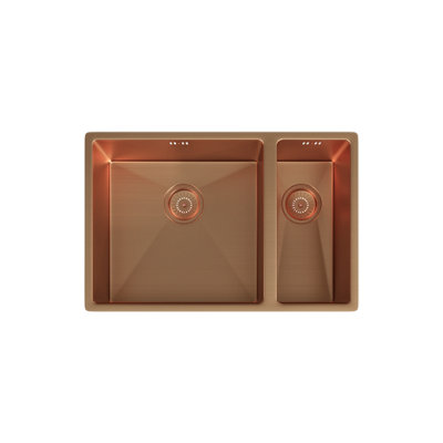 Kersin Elite Brushed Copper Undermounted 1.5 Bowl Sink (W) 670 x (L) 440mm