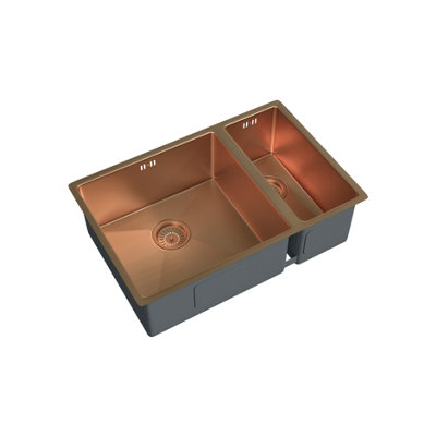Kersin Elite Brushed Copper Undermounted 1.5 Bowl Sink (W) 670 x (L) 440mm