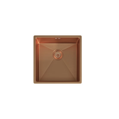 Kersin Elite Brushed Copper Undermounted 1 Bowl Sink (W) 440 x (L) 440mm
