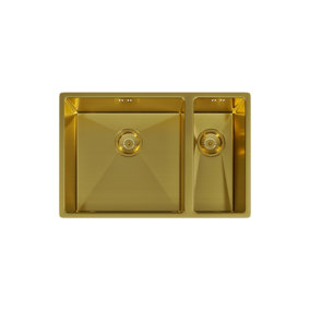 Kersin Elite Brushed Gold Undermounted 1.5 Bowl Sink (W) 670 x (L) 440mm