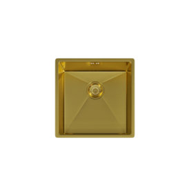 Kersin Elite Brushed Gold Undermounted 1 Bowl Sink (W) 440 x (L) 440mm