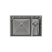 Kersin Elite Brushed Stainless Steel Undermounted 1.5 Bowl Sink (W) 670 x (L) 440mm