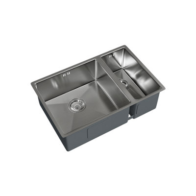 Kersin Elite Brushed Stainless Steel Undermounted 1.5 Bowl Sink (W) 670 x (L) 440mm