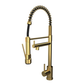 Kersin Grande Brushed Brass Multiuse Kitchen Mixer Tap with Swivel Spout and Spring Style Flexi Rinser Spray