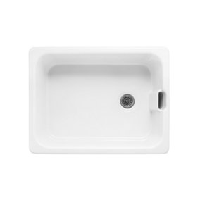 Kersin Lamont Gloss White Belfast 1 Bowl Fireclay Ceramic Kitchen Sink (W) 455 x (L) 595mm
