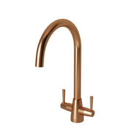 Kersin Lusso Brushed Copper Twin Lever Kitchen Mixer Tap