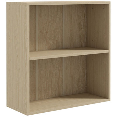 Kesa Low 2-Tier Bookcase, Natural Oak Effect Finish, Adjustable Middle Shelf, 60 x 24 x 63 cm