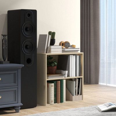Kesa Low 2-Tier Bookcase, Natural Oak Effect Finish, Adjustable Middle Shelf, 60 x 24 x 63 cm