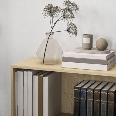 Kesa Low 2-Tier Bookcase, Natural Oak Effect Finish, Adjustable Middle Shelf, 60 x 24 x 63 cm