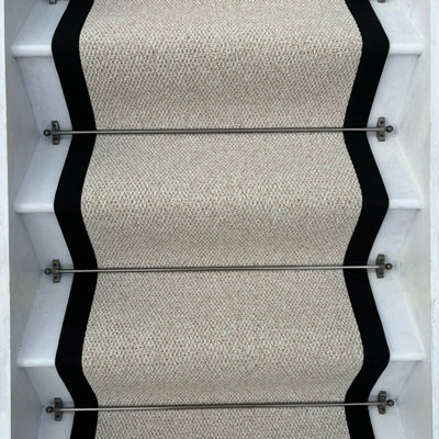 Keswick Cream Stair Runner With 100% Cotton Black Border Sample
