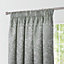 Keswick Green Woven Leaf 3" Pencil Pleat Curtains