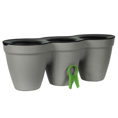 Keter 2L Taupe Mini Tri-Pot Planter with Leaf Cutters - 33cm (L) x 12.2cm (D) x 12.7cm (H)