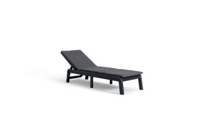 Keter Atlas Sun Lounger Bed Chair With Cushion Garden Seat Graphite Grey