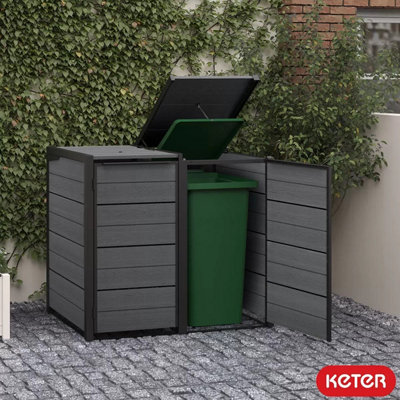 Keter Cortina Hide Away Bin Store 2 Section - Wheelie Bin Storage for ...