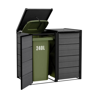 Keter Cortina Hide Away Bin Store 2 Section - Wheelie Bin Storage for ...