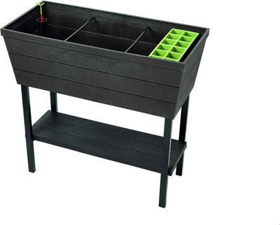 Keter Dark Grey Urban Blooma Watering Planter Box with Drainage Plug