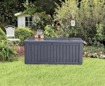 Keter Outdoor Storage Box Rockwood Grey 570L at B&Q