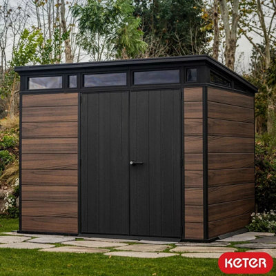 Keter Rosewood Signature 9x7ft Outdoor Storage Shed, DecoCoat