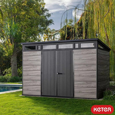KERA 11冊 Keter Signature 11x7ft Storm Grey Garden Storage Shed, DecoCoat