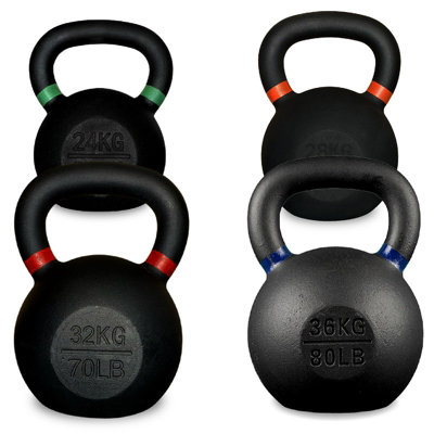 Kettlebells Cast Iron 4 Piece Weight Set 24KG to 36KG Home Gym Training