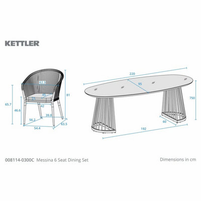 Kettler Messina 7 Piece Rope Dining Set 6 Seat Outdoor Dining Table ...
