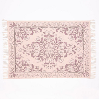 Kew 120x170cm Mauve Antique Printed Rug With Tassel