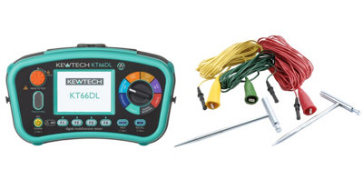 Kewtech KT66ET Multifunction Installation Tester with Earth Spike Kit