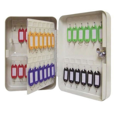 Key Cabinet Safe Case Box 48 Keys Hooks Metal Storage Locking Security Case New