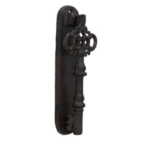 Key Door Knocker Bell Ringer Cast Iron Garden Tool Shed House Decor Farm