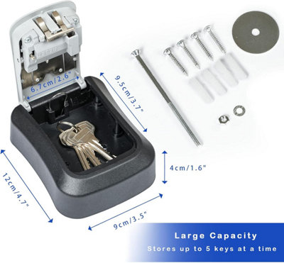 Key Safe Box 4 Digit Combination Code Wall-Mounted Heavy Duty High ...