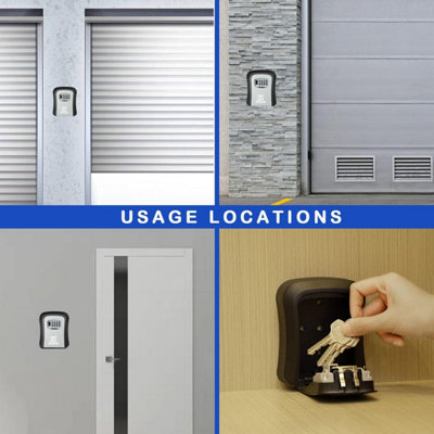 Key Safe Box 4 Digit Combination Code Wall-Mounted Heavy Duty High ...