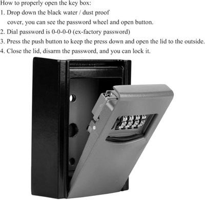 Key Storage Box, 4 Digit Combination Password Lock Security Box Mounted ...