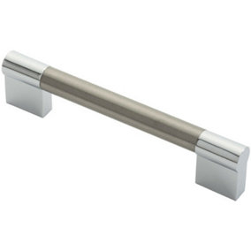 Keyhole Bar Pull Handle 140 x 14mm 128mm Fixing Centres Satin Nickel & Chrome
