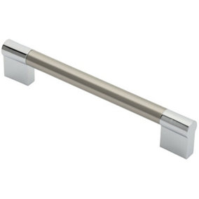 Keyhole Bar Pull Handle 172 x 14mm 160mm Fixing Centres Satin Nickel & Chrome