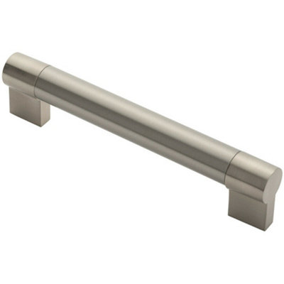 Keyhole Bar Pull Handle 185 x 22mm 160mm Fixing Centres Satin Nickel & Steel