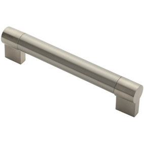 Keyhole Bar Pull Handle 185 x 22mm 160mm Fixing Centres Satin Nickel & Steel