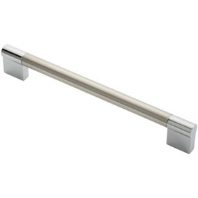 Keyhole Bar Pull Handle 204 x 14mm 192mm Fixing Centres Satin Nickel & Chrome
