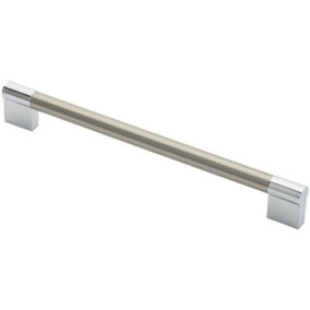 Keyhole Bar Pull Handle 236 x 14mm 224mm Fixing Centres Satin Nickel & Chrome