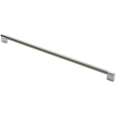 Keyhole Bar Pull Handle 460 x 14mm 448mm Fixing Centres Satin Nickel & Chrome