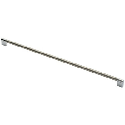 Keyhole Bar Pull Handle 588 x 14mm 576mm Fixing Centres Satin Nickel & Chrome
