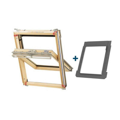 Keylite Pine Centre Pivot 1140x1180 Hi-Therm + Slate Flashing