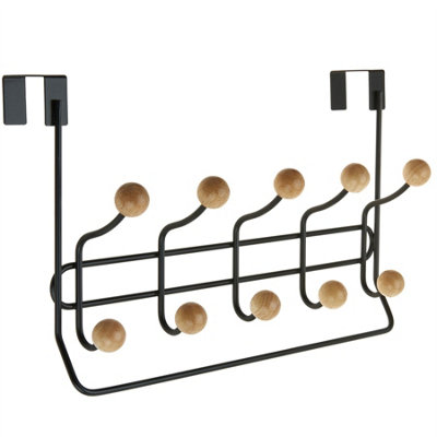 Keypak 10 Hook Ball End Over The Door Hanger Coat Hook Hange Door Mounted 36cm Rack for Hallway, Bedroom & Storage