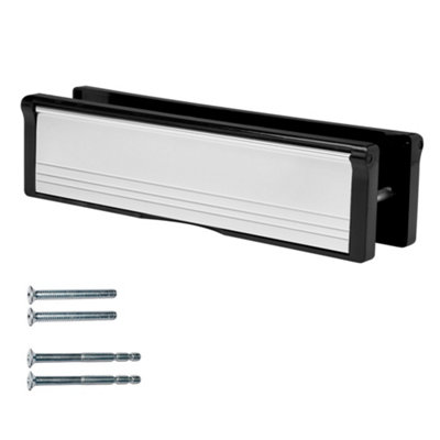 Keypak 10 inch (27cm) Door Letterbox - Fits 20-40mm Doors, Telescopic Sleeved Letter Box, Black/Polished Silver Price Comparisons | Compare The Build
